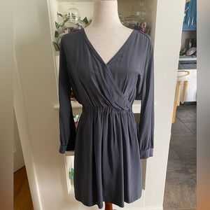 Madewell grey silk dress, size 8, long sleeve